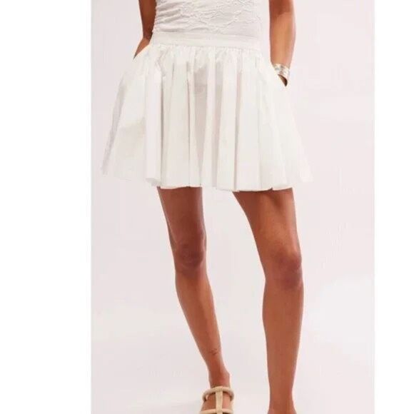 Free People Gaia Cotton Poplin Miniskirt Sz M White - Picture 9 of 9